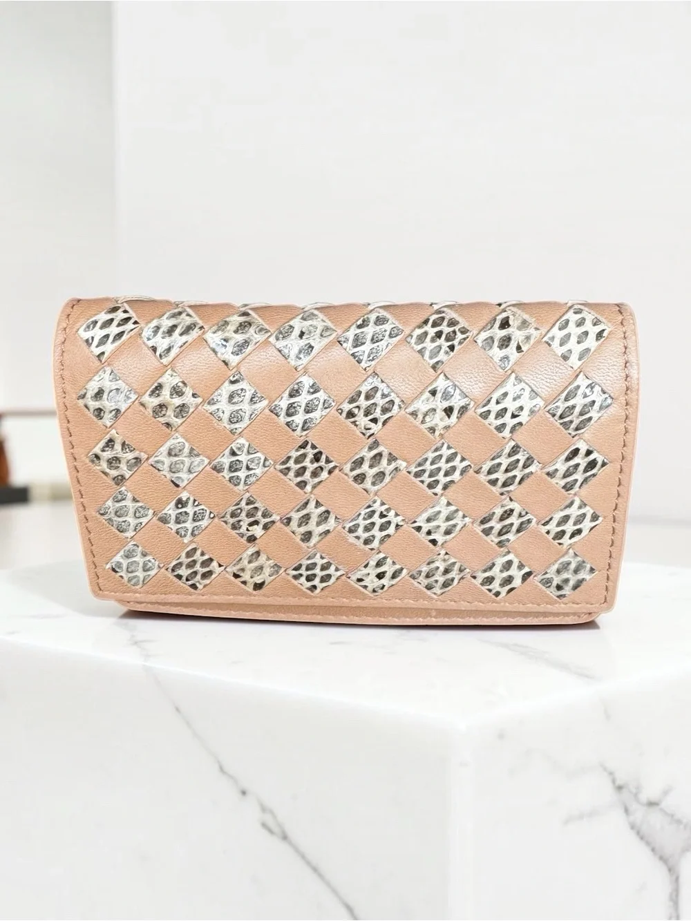 Bottega Veneta Python Intrecciato Card Holder/Wallet
